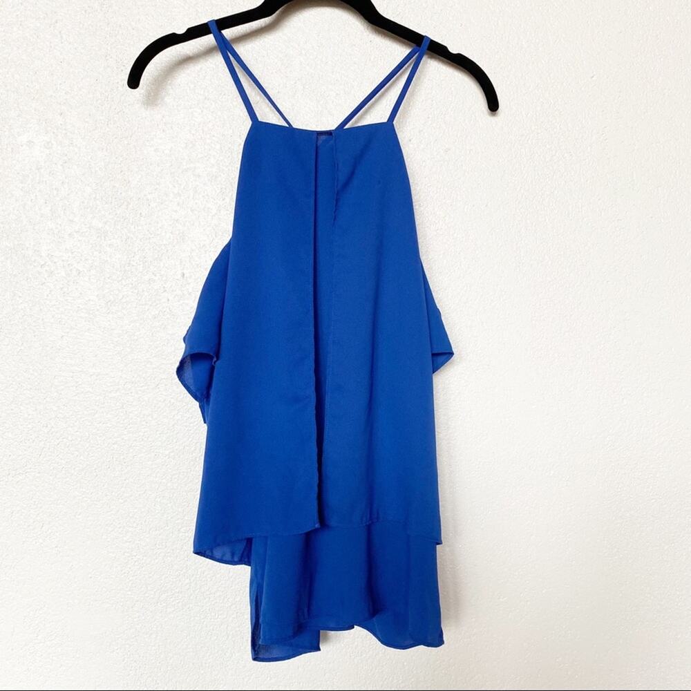 Paper Denim & Cloth Off the Shoulder Blue Flowy Top Size Medium